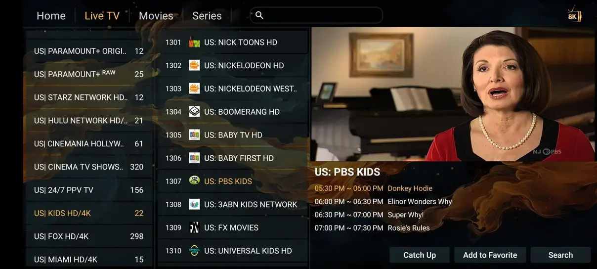 TVavo IPTV user interface guide and electronic program schedule